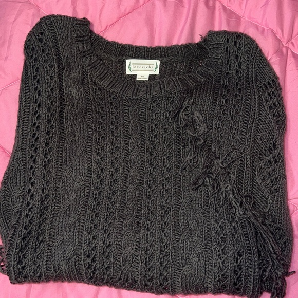 Love Riche Green Grayish Distressed Knit Sweater Top NWOT - Picture 11 of 14